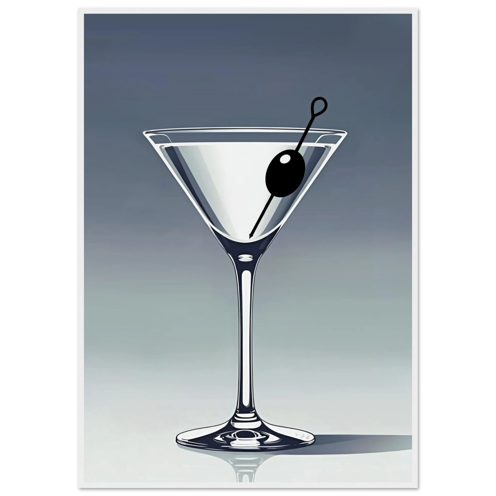 Retro Martini Lounge Cocktail Bar Art Print 70x100 cm 28x40″ Premium Matte Paper Wooden Framed Poster White Wood Frame