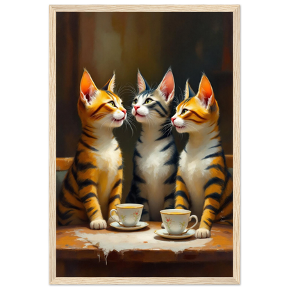 Tabby Cat Vintage Kitchen Art Print 30x45 cm 12x18″ Premium Matte Framed Poster Light Wood Frame