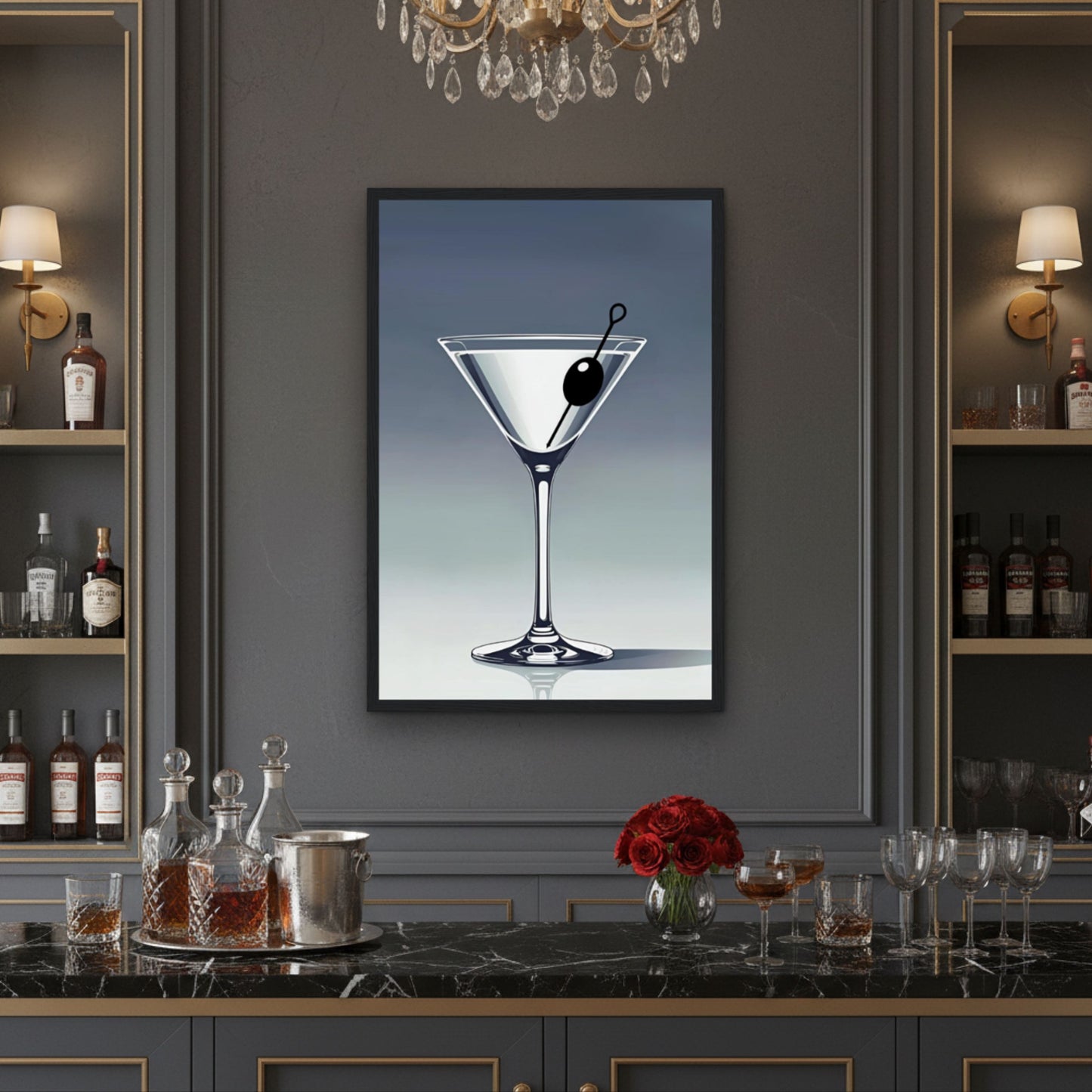 Retro Martini Lounge Cocktail Bar Art Print 40x60 cm 16x24″ Sleek Acrylic Print No Frame