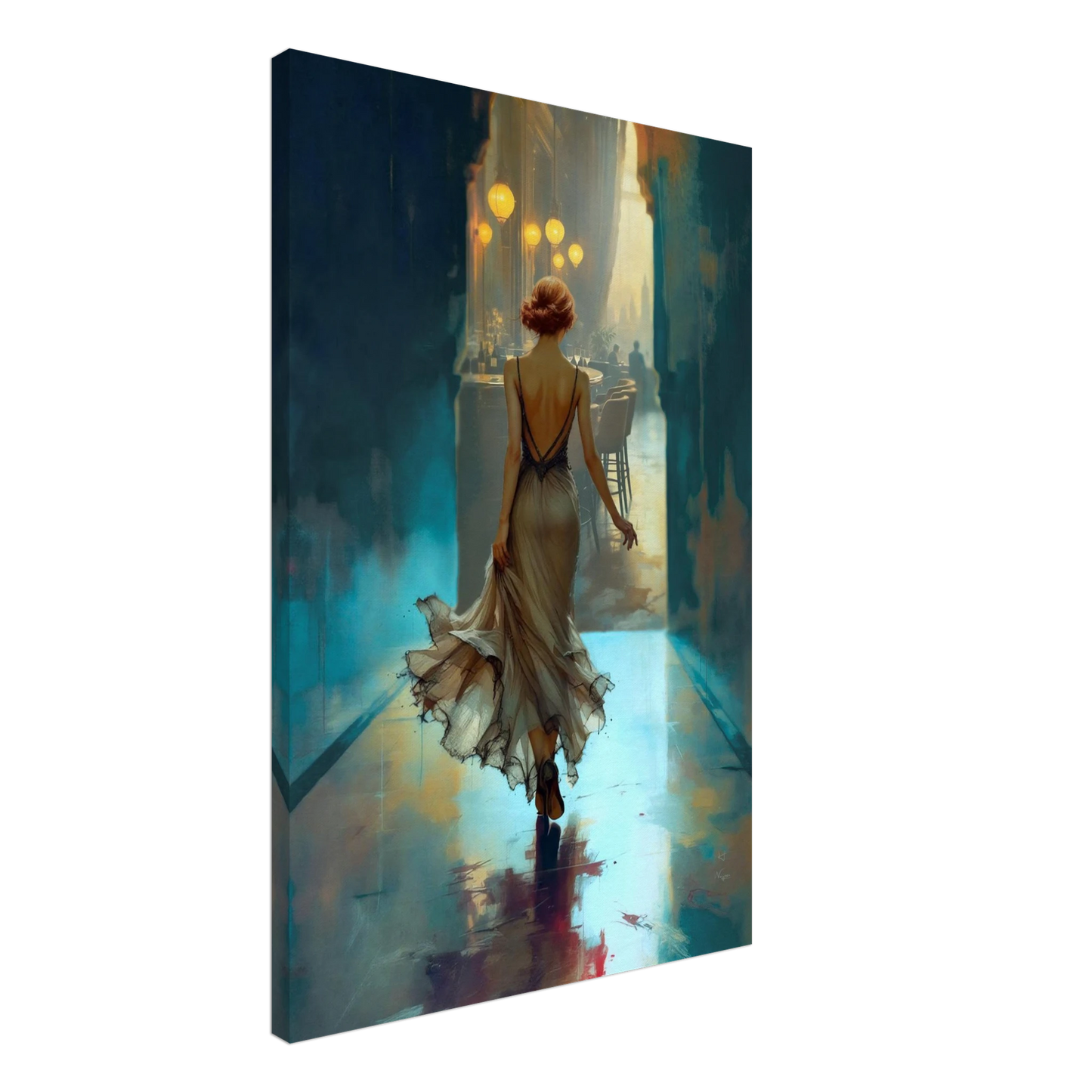 1920's Speakeasy Flapper Lounge Art Print 60x90 cm 24x36″ Gallery Wrapped Canvas No Frame