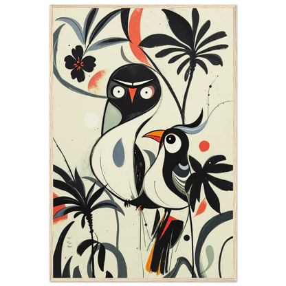 Abstract Bird Modern Tropical Art Print Light Wood Frame 60x90 cm 24x36″ Museum-Quality Matte Wooden Framed Poster