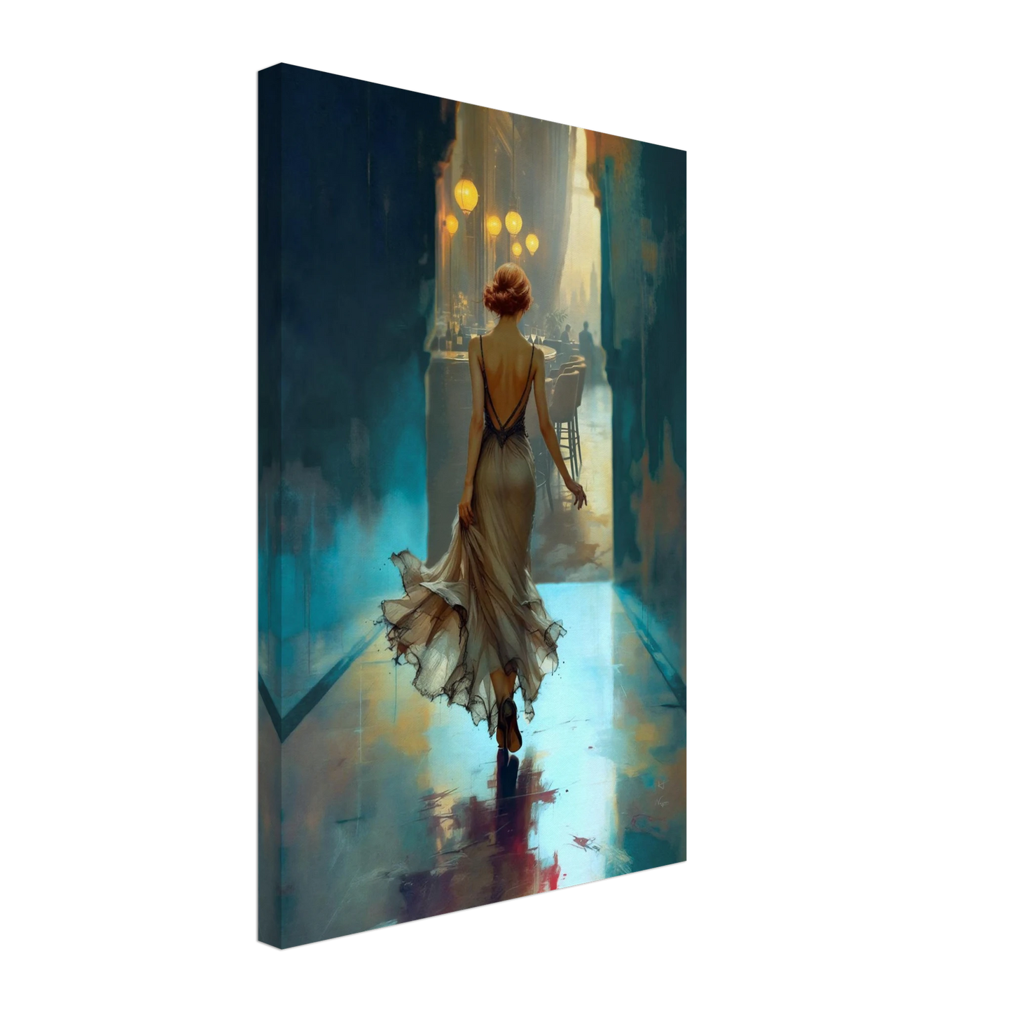 1920's Speakeasy Flapper Lounge Art Print 40x60 cm 16x24″ Gallery Wrapped Canvas No Frame
