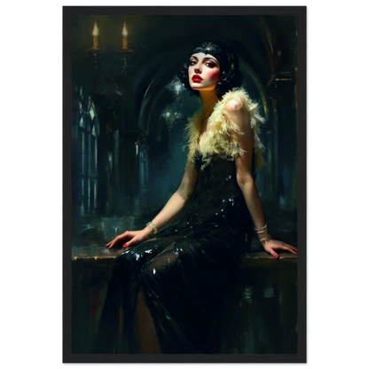 Speakeasy 1920s Elegant Flapper Art Print 30x45 cm 12x18″ Classic Matte Paper Wooden Framed Poster Black Wood Frame