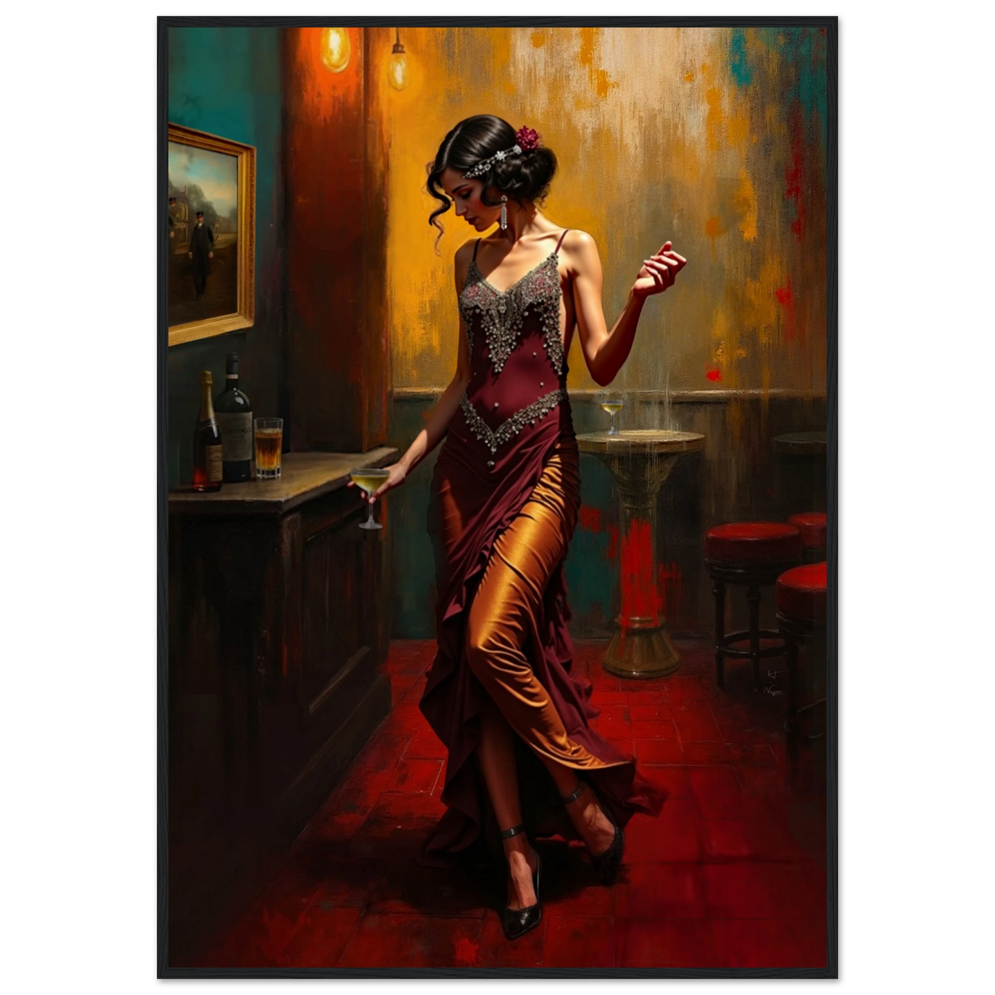 Speakeasy Flapper Art Prohibition Poster Print Black Wood Frame 70x100 cm 28x40″ Classic Matte Paper Wooden Framed Poster