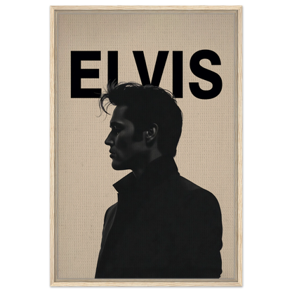 Young Elvis Presley Silhouette Art Print Light Wood Frame 60x90 cm 24x36″ Framed Canvas