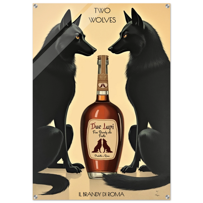 Two Wolves Italian Cocktail Bar Art Print 70x100 cm 28x40″ Sleek Acrylic Print No Frame