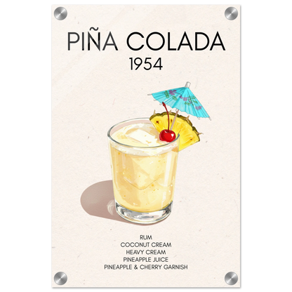 Pina Colada Cocktail Bar Poster Print No Frame 30x45 cm 12x18″ Sleek Acrylic Print