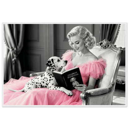 Hollywood Starlet Dalmatian Puppy Art Print 60x90 cm 24x36″ Museum-Quality Matte Framed Poster - White Wood