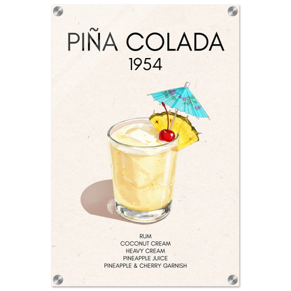 Pina Colada Cocktail Bar Poster Print No Frame 40x60 cm 16x24″ Sleek Acrylic Print