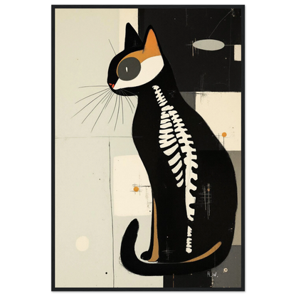 Modern Cat Skeleton Abstract Art Poster Print Black Wood Frame 60x90 cm 24x36″ Premium Matte Paper Wooden Framed Poster