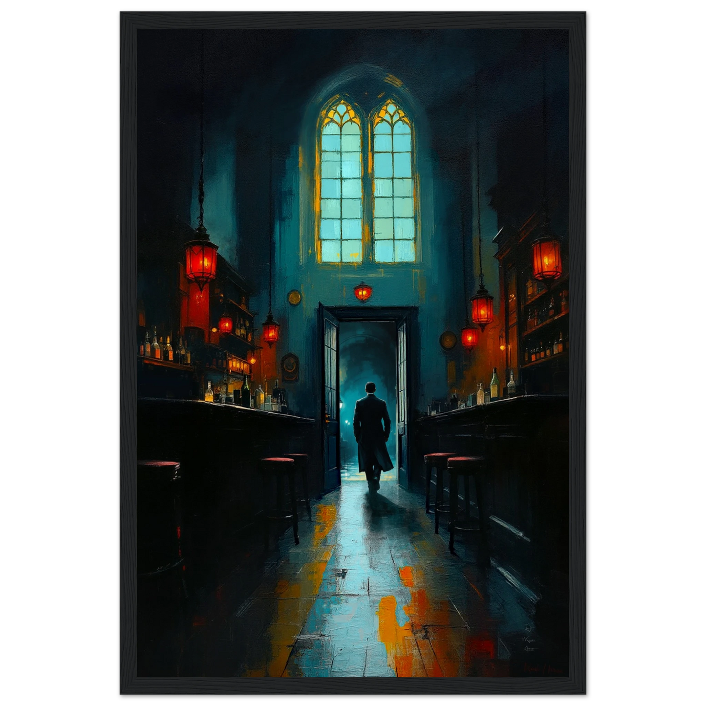 Speakeasy Bootleg Bar Prohibition Art Print Black Wood Frame 30x45 cm 12x18″ Museum-Quality Matte Framed Poster