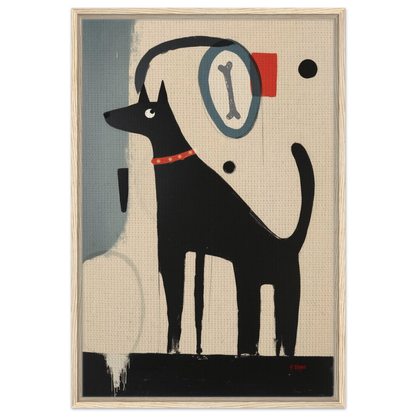 Funny Modern Dog Lover's Art Print 60x90 cm 24x36″ Framed Canvas Light Wood Frame