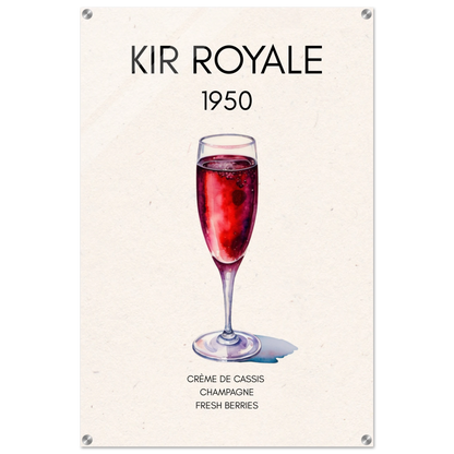 Kir Royale Champagne Cocktail Bar Art Print No Frame 60x90 cm 24x36″ Sleek Acrylic Print