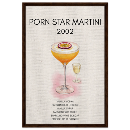 Porn Star Martini Bar Art Cocktail Print Dark Brown Wood Frame 60x90 cm 24x36″ Framed Canvas