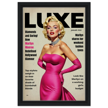 Marilyn Monroe Old Hollywood Art Print Black Wood Frame 30x45 cm 12x18″ Framed Canvas