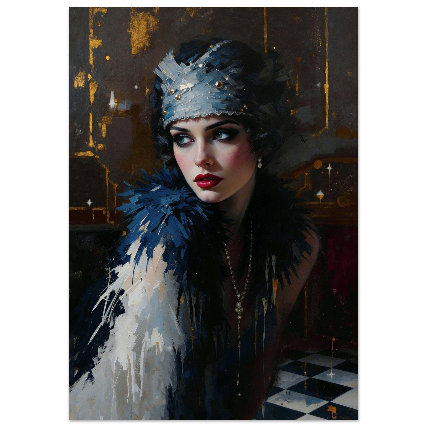 1920s Gatsby Flapper Painting Art Print - Speakeasy Prohibition Wall Decor 28x40″ Museum-Quality Matte Poster