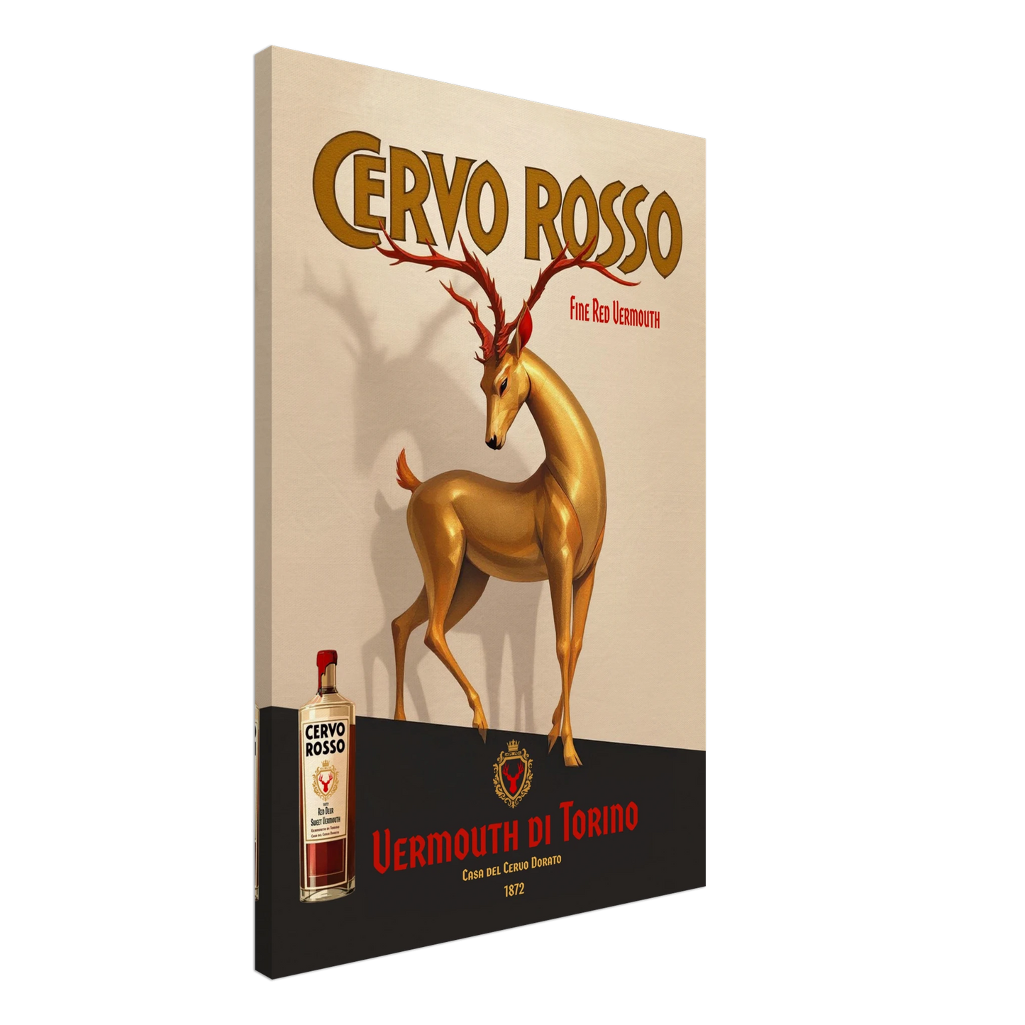 Art Deco Golden Deer Cocktail Bar Poster Print 60x90 cm 24x36″ Gallery Wrapped Canvas No Frame