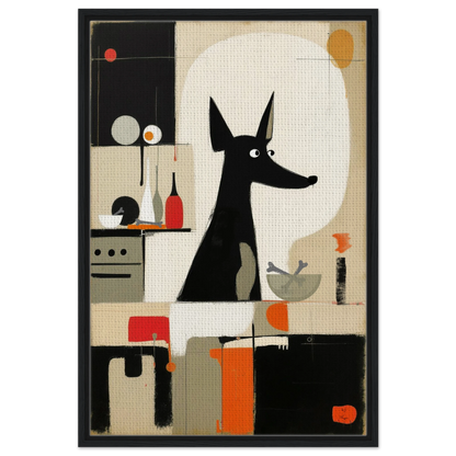 Modern Quirky Dog Lover Art Print Black Wood Frame 60x90 cm 24x36″ Framed Canvas