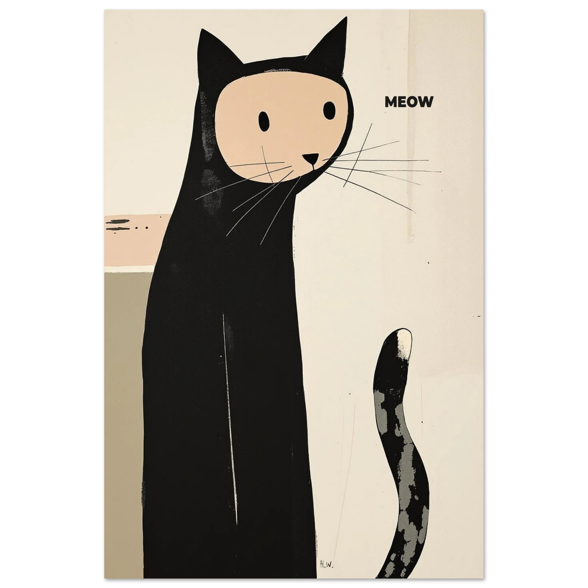 Quirky Modern Cat Art Poster Print 60x90 cm 24x36″ Classic Matte Paper Poster No Frame