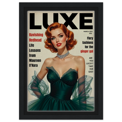 Maureen O'Hara Vintage Fashion Art Poster Print Black Wood Frame 20x30 cm 8x12″ Framed Canvas