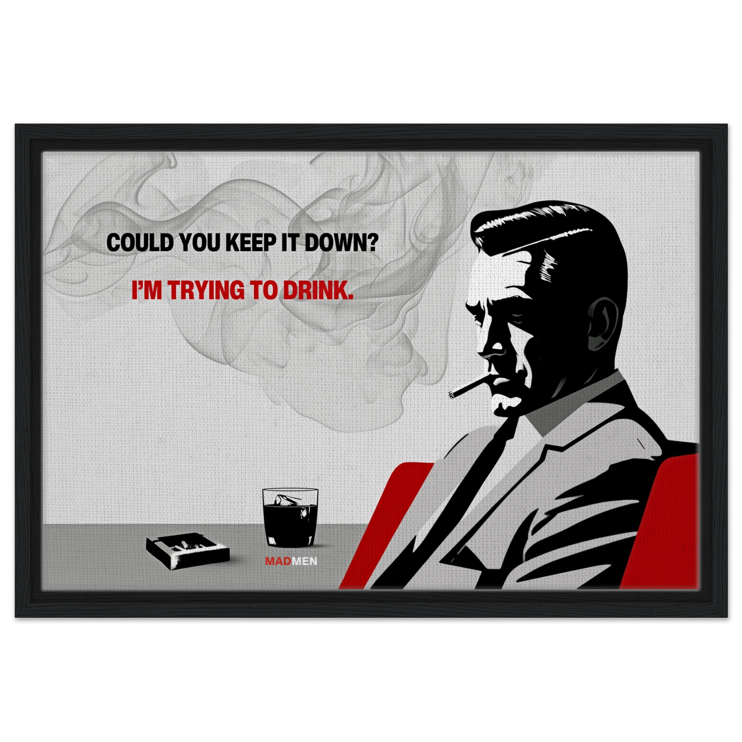 Don Draper Funny Quote Bar Art Print Black Wood Frame 40x60 cm 16x24″ Framed Canvas