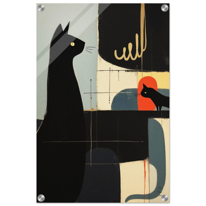 Abstract Cat & Kitten Modern Art Print No Frame 40x60 cm 16x24″ Sleek Acrylic Print