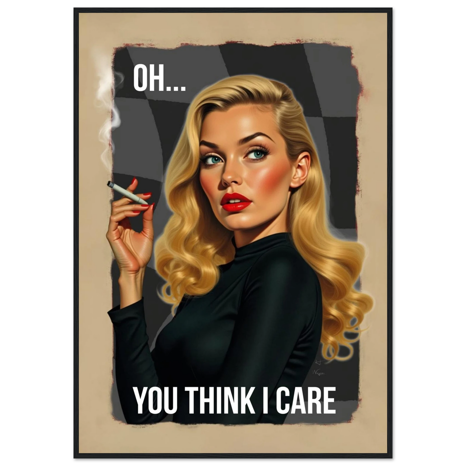 Retro Blonde Bombshell 1960s Funny Quote Art Print Black Wood Frame 70x100 cm 28x40″ Classic Matte Paper Wooden Framed Poster