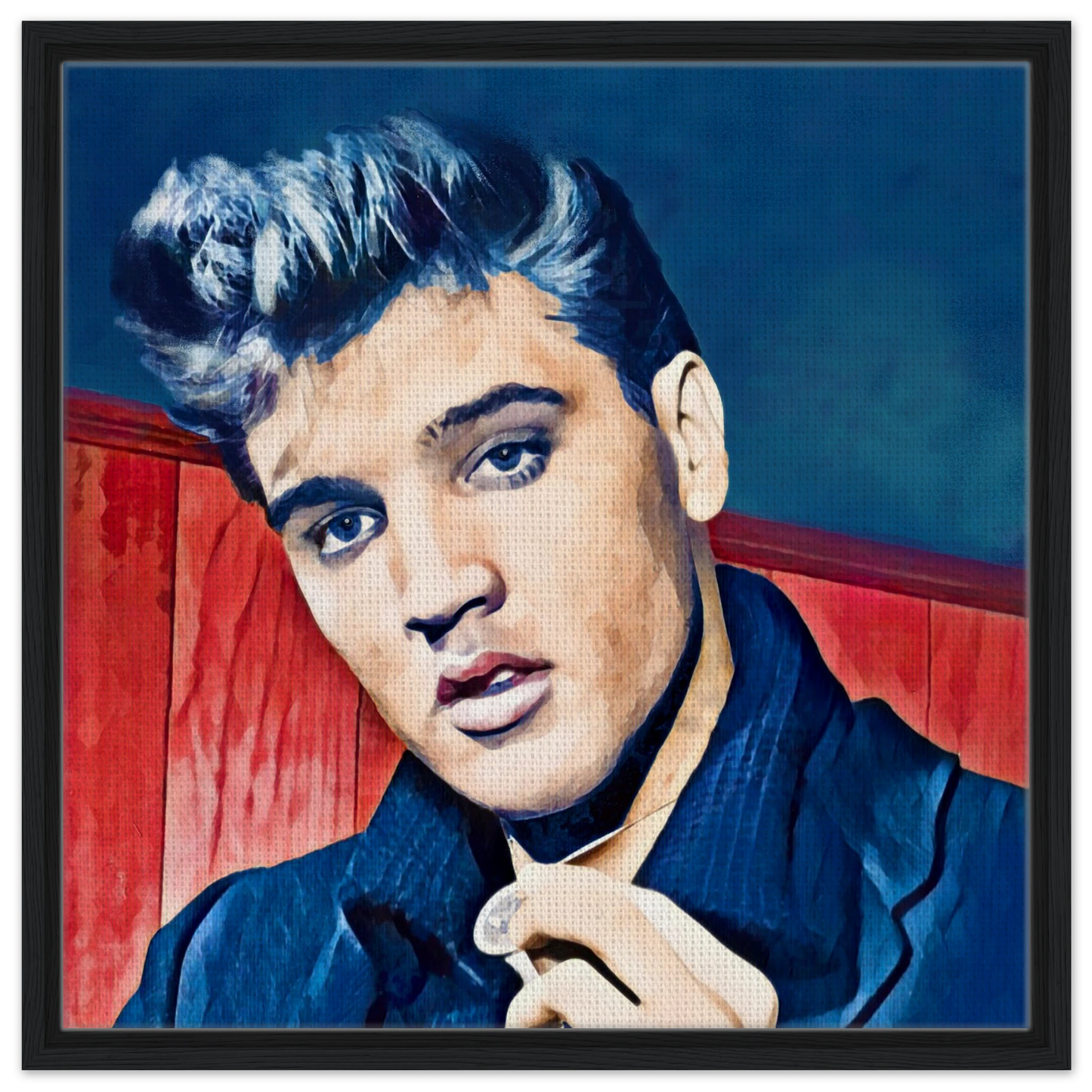 Young Elvis Presley Art Print Black Wood Frame 60x60 cm 24x24″ Framed Canvas