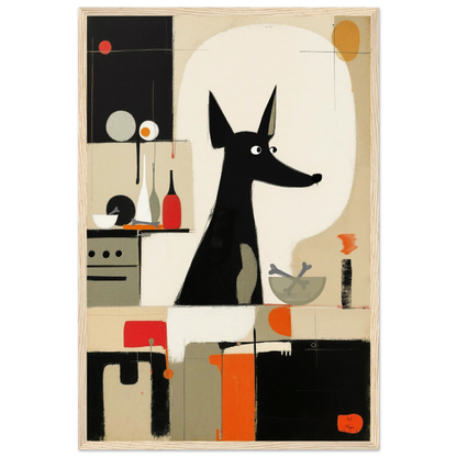Modern Quirky Dog Lover Art Print Light Wood Frame 40x60 cm 16x24″ Museum-Quality Matte Paper Wooden Framed Poster