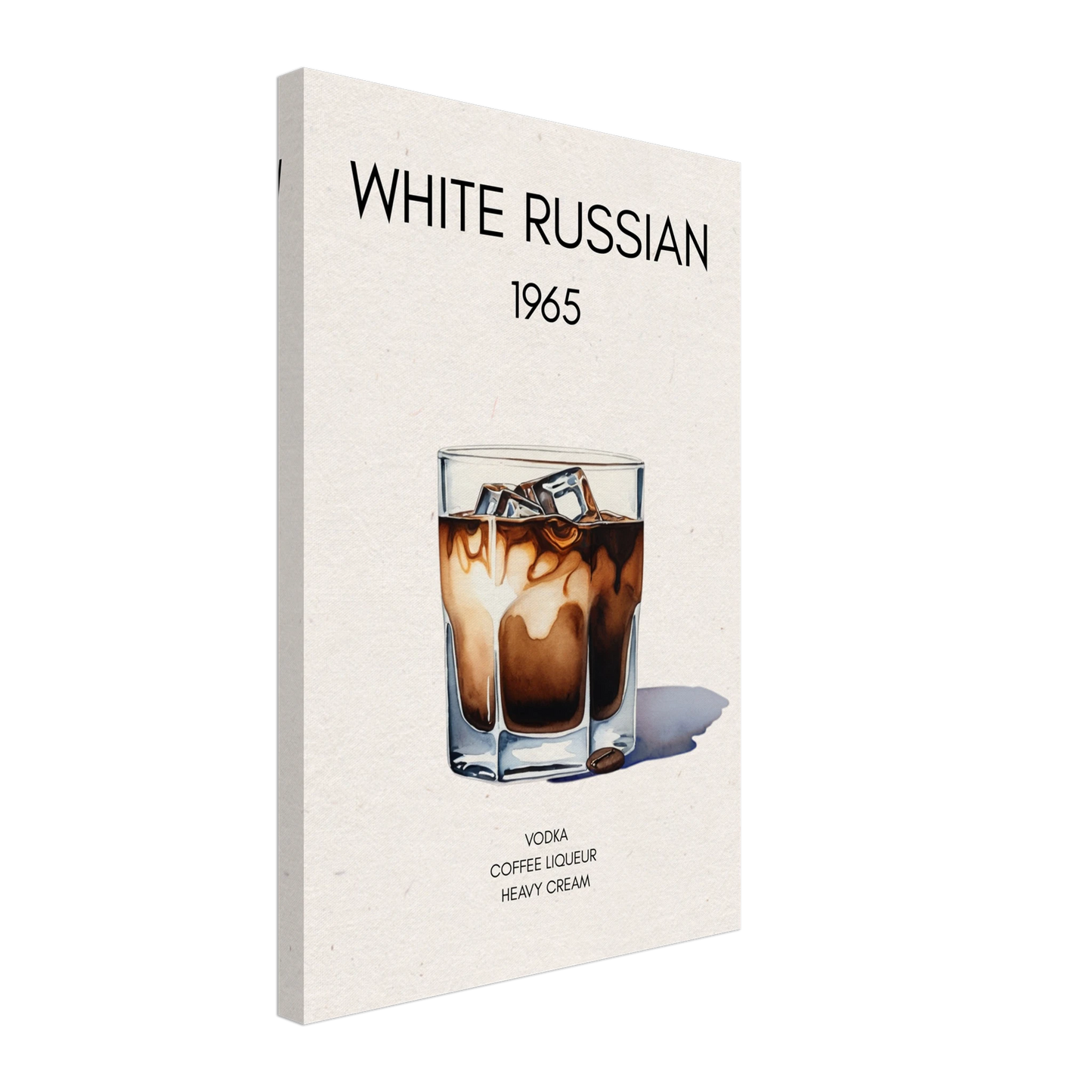 White Russian Cocktail Bar Art Poster Print No Frame 40x60 cm 16x24″ Gallery Wrapped Canvas