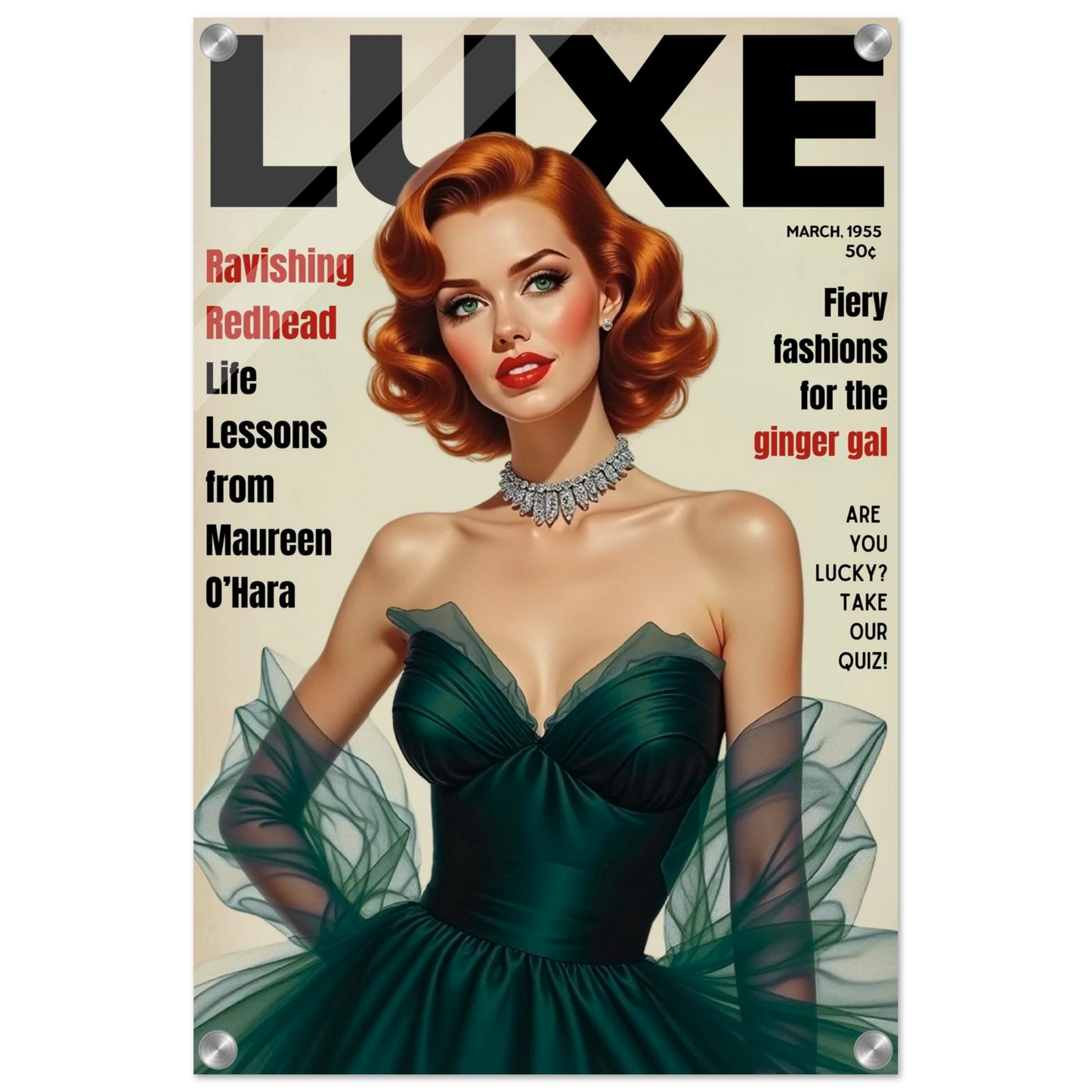 Maureen O'Hara Vintage Fashion Art Poster Print No Frame 40x60 cm 16x24″ Sleek Acrylic Print