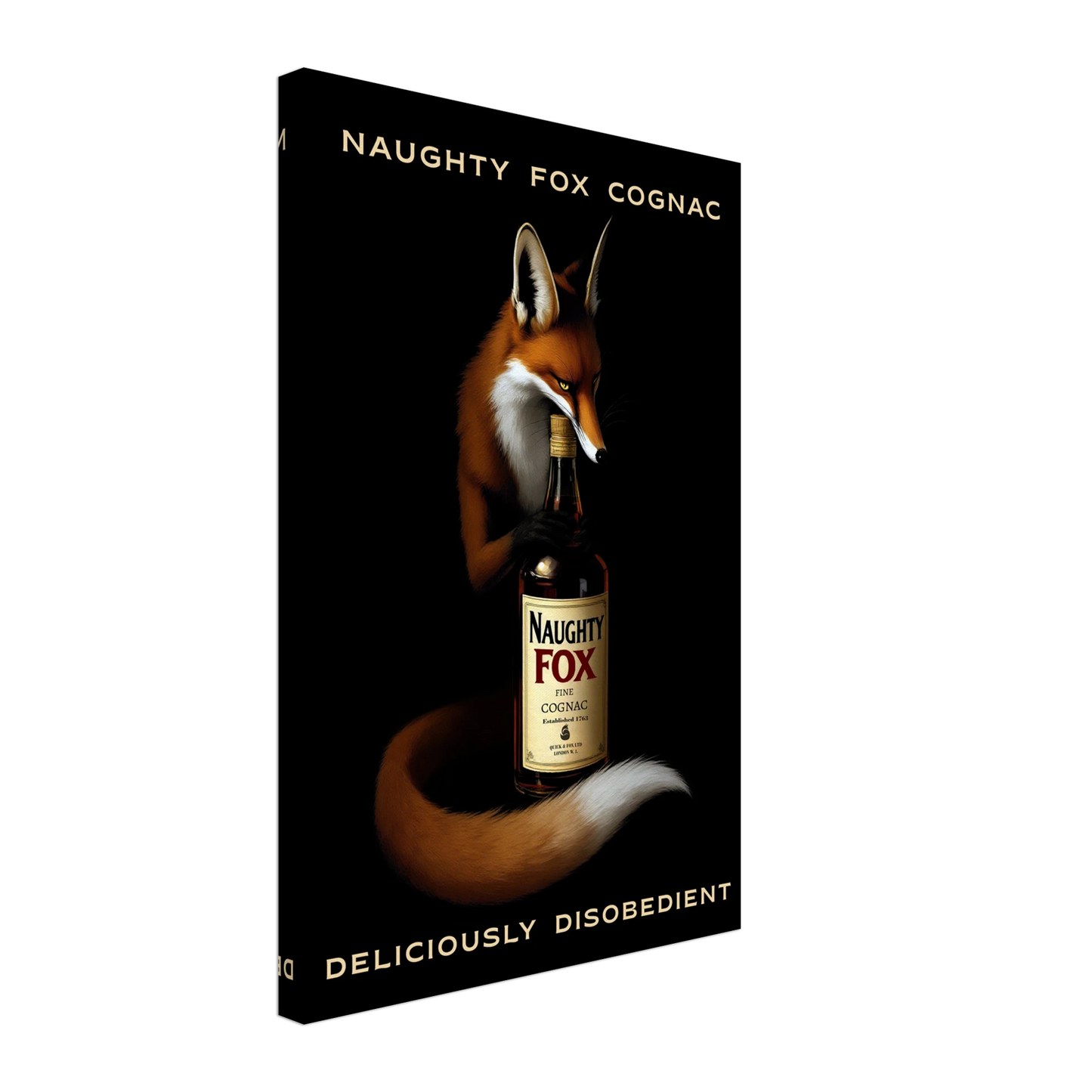 Fox Cognac Cocktail Bar Art Print No Frame 40x60 cm 16x24″ Gallery Wrapped Canvas