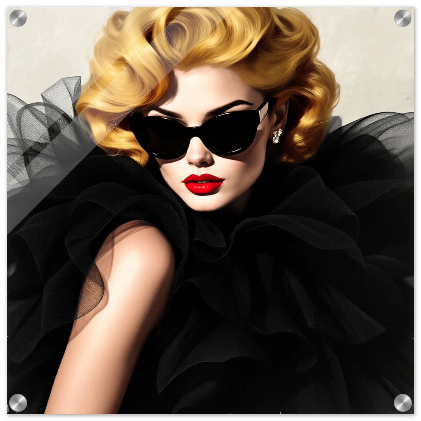 Paris Avant-Garde Retro Fashion Model Art Print 50x50 cm 20x20″ Sleek Acrylic Print