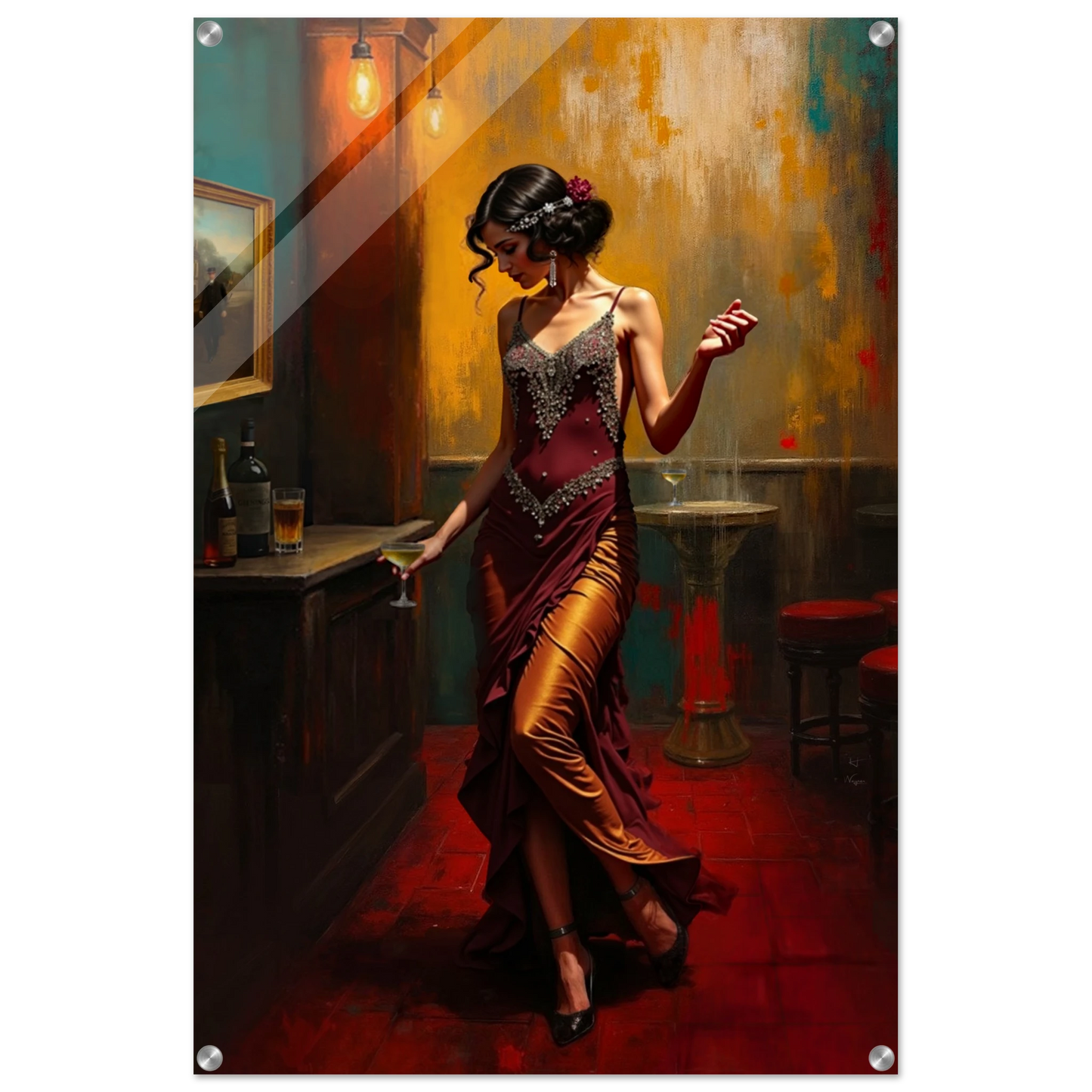 Speakeasy Flapper Art Prohibition Poster Print No Frame 60x90 cm 24x36″ Sleek Acrylic Print