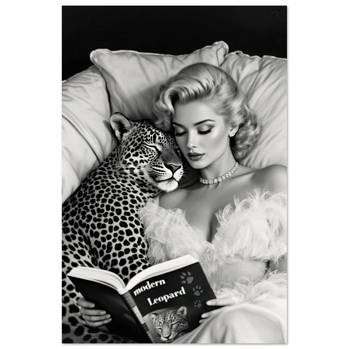 Hollywood Starlet Leopard Cat Art Print 60x90 cm 24x36″ Museum-Quality Matte Paper Poster No Frame