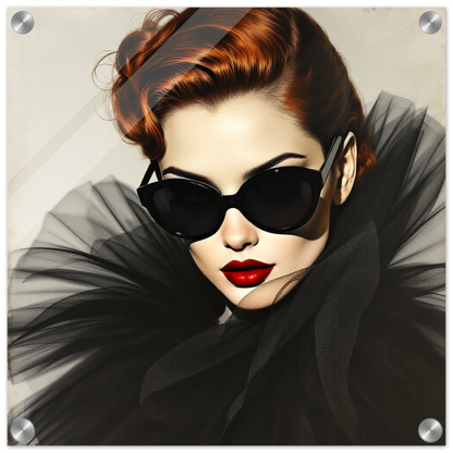 Femme Fatale Paris Runway Fashion Art Print 40x40 cm 16x16″ Sleek Acrylic Print