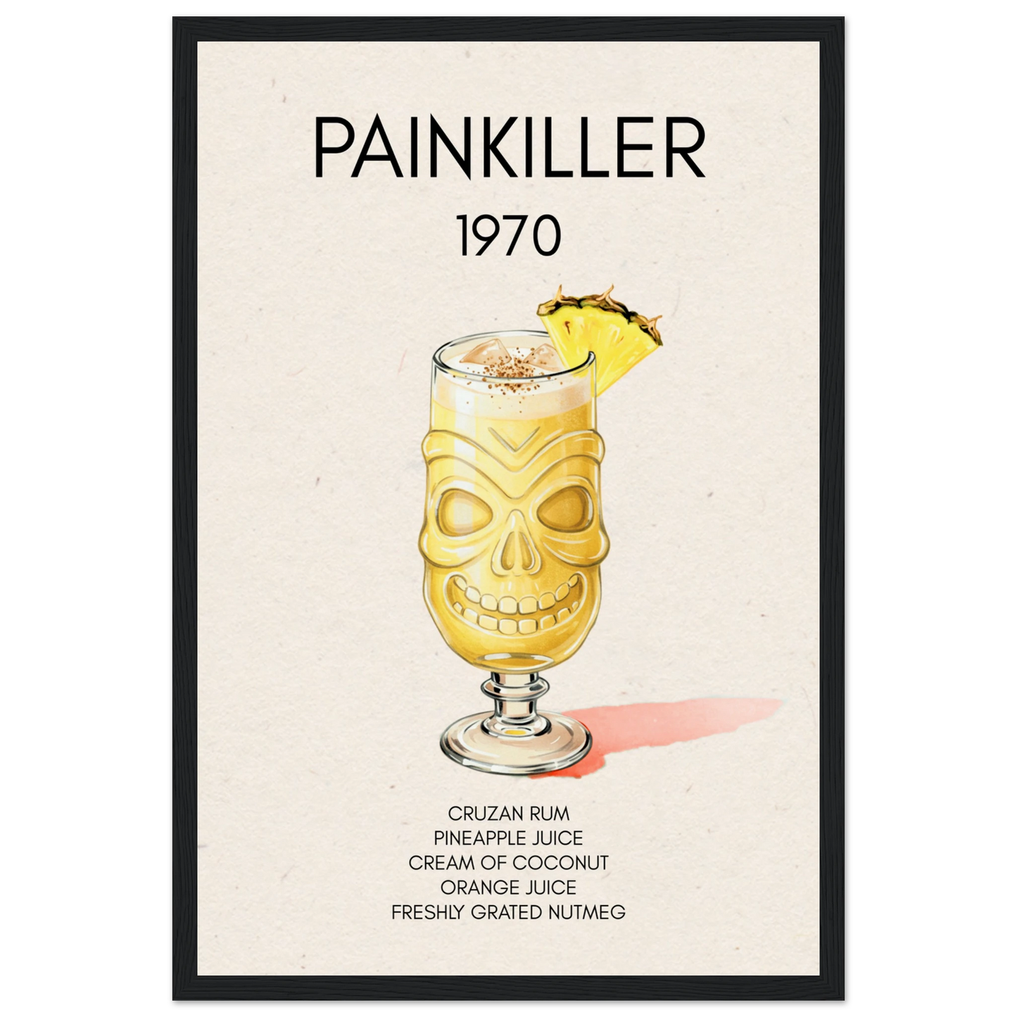 Painkiller Cocktail Bar Art Poster Print Black Wood Frame 30x45 cm 12x18″ Museum-Quality Matte Paper Wooden Framed Poster