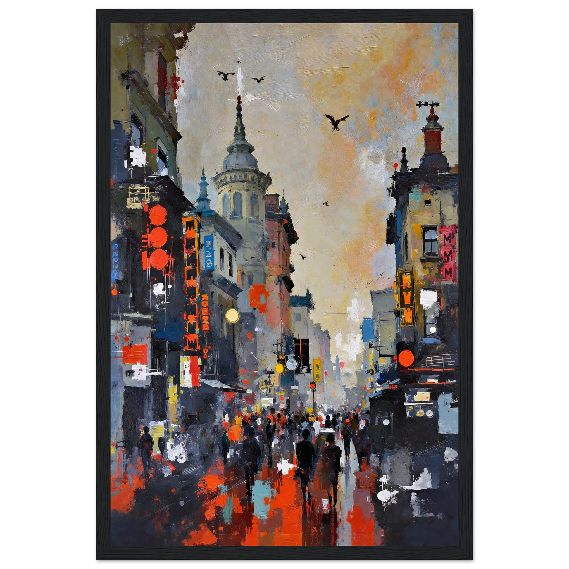 Gothic City Street Art Print - European Cityscape
