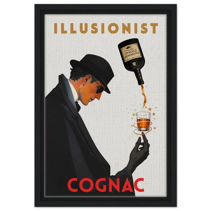 Vintage Illusionist Cognac Cocktail Bar Poster Print 30x45 cm 12x18″ Framed Canvas Black Wood Frame
