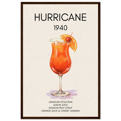 Hurricane Cocktail Bar Art Print Dark Brown Wood Frame 40x60 cm 16x24″ Museum-Quality Matte Paper Wooden Framed Poster