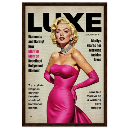 Marilyn Monroe Old Hollywood Art Print Dark Brown Wood Frame 60x90 cm 24x36″ Framed Canvas