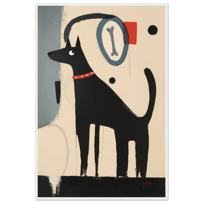 Funny Modern Dog Lover's Art Print 60x90 cm 24x36″ Classic Matte Paper Wooden Framed Poster White Wood Frame