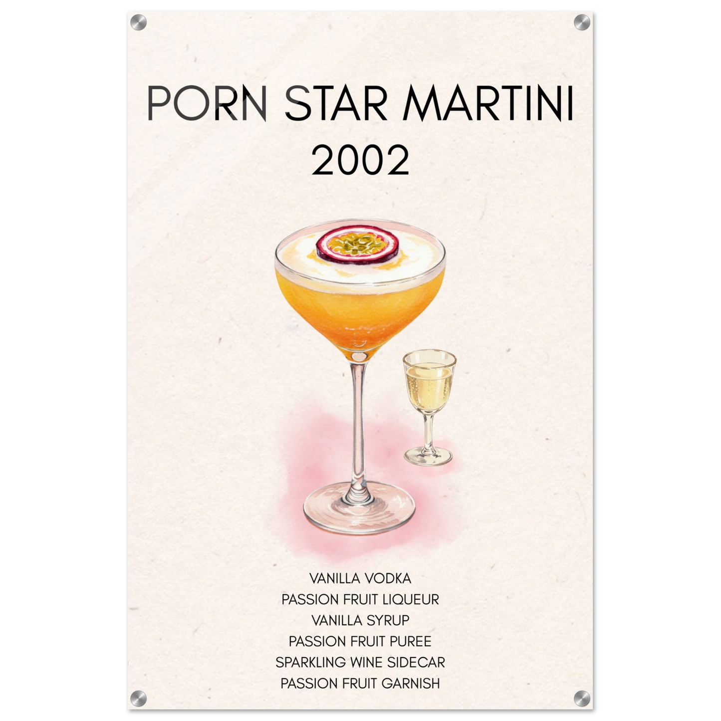 Porn Star Martini Cocktail Bar Poster Print No Frame 60x90 cm 24x36″ Sleek Acrylic Print