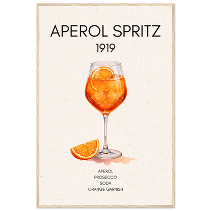 Aperol Spritz Cocktail Bar Poster Print Light Wood Frame 60x90 cm 24x36″ Premium Matte Paper Wooden Framed Poster