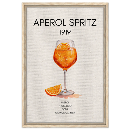 Aperol Spritz Cocktail Bar Poster Print Light Wood Frame 40x60 cm 16x24″ Framed Canvas