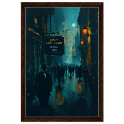 Prohibition Speakeasy Moody Nightlife Art Print 40x60 cm 16x24″ Framed Canvas Dark Brown Wood Frame