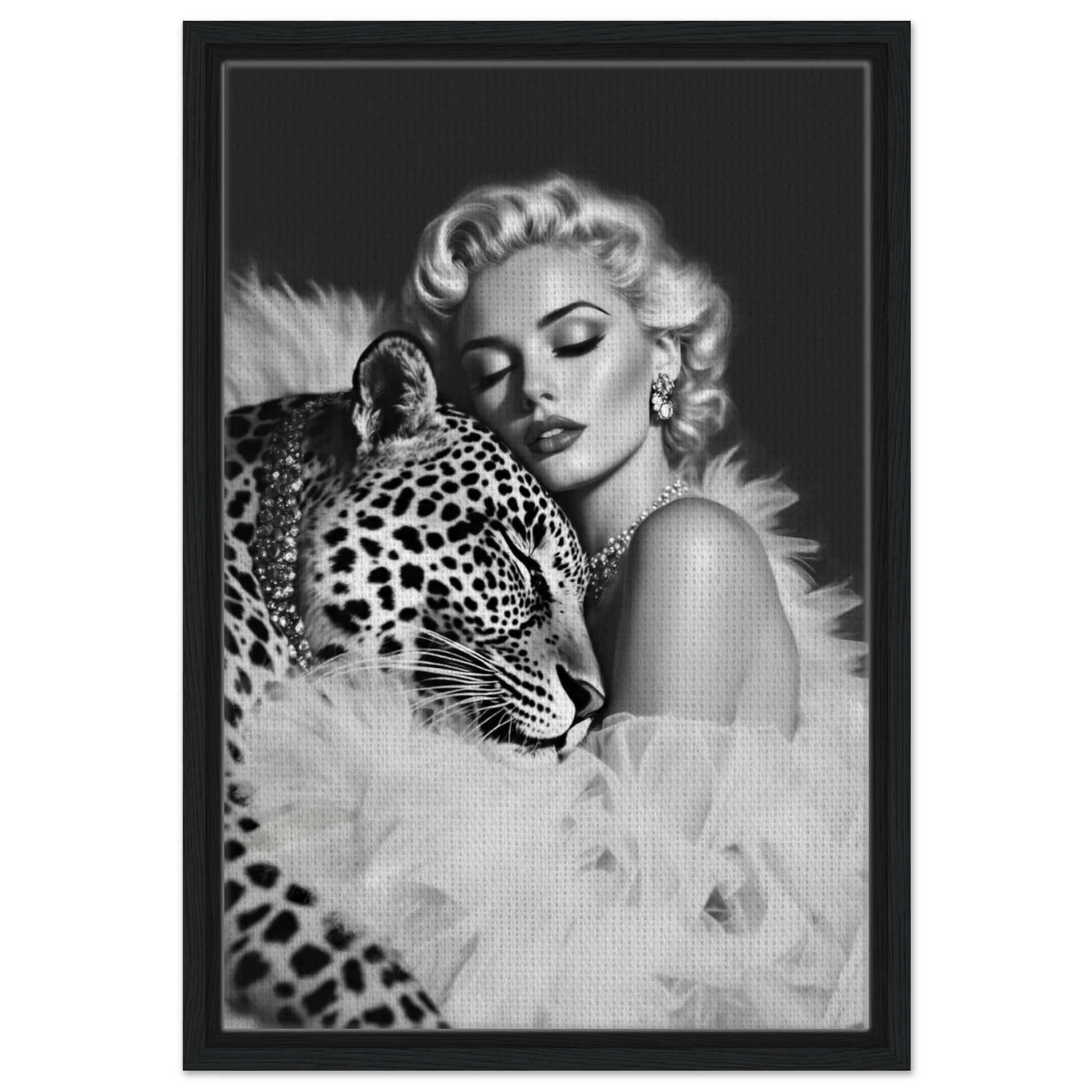 Marilyn Monroe Glam Leopard Art Print Black Wood Frame 40x60 cm 16x24″ Framed Canvas