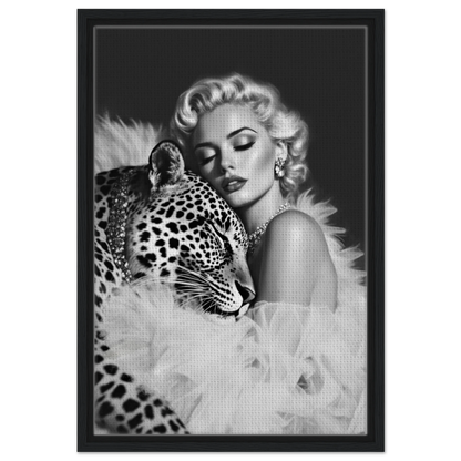 Marilyn Monroe Glam Leopard Art Print Black Wood Frame 40x60 cm 16x24″ Framed Canvas