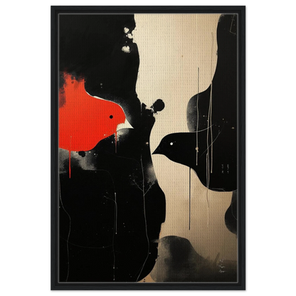 Abstract Bird Minimalist Fine Art Print 60x90 cm 24x36″ Framed Canvas Black Wood Frame