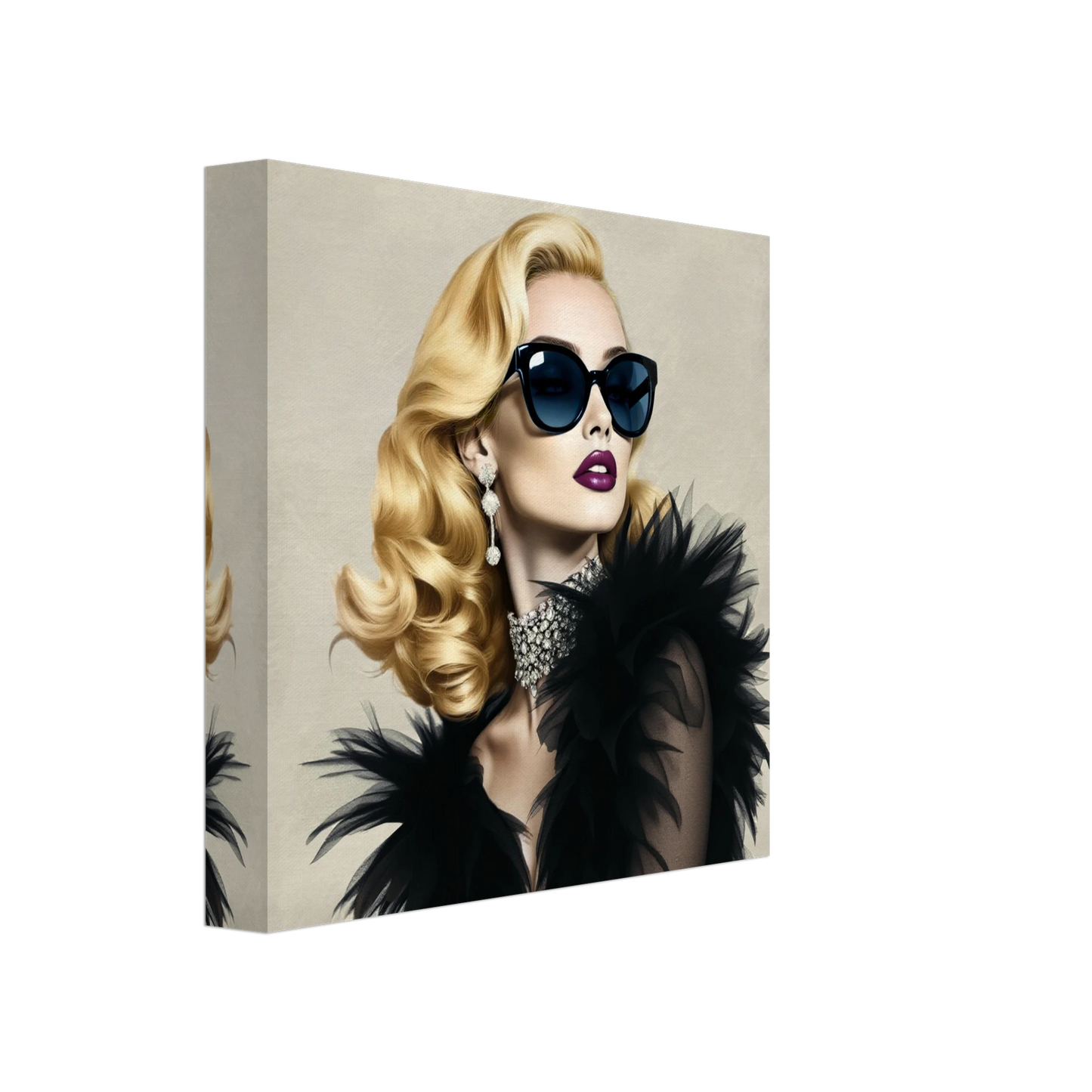 Blonde Bombshell Fashion Model Art Print 20x20 cm 8x8″ Gallery Wrapped Canvas